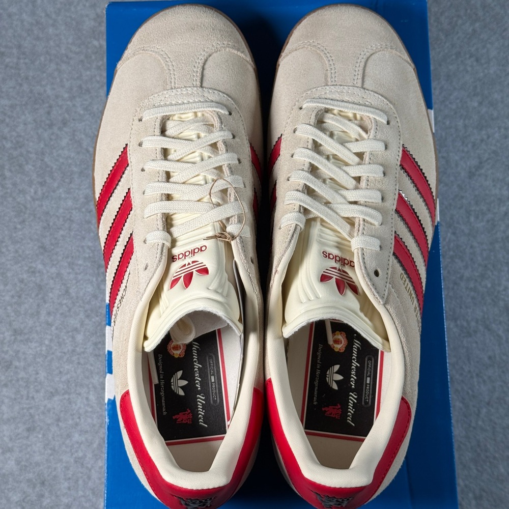 Adidas Gazelle Terrace Cream Red Black Men's 8.5 Suede Retro Sneakers NIB - Picture 7 of 8